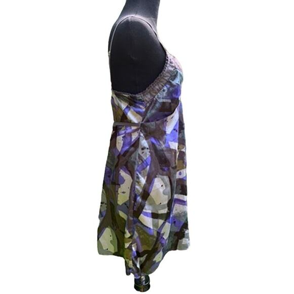 Vera Wang Satin Blue Watercolor Print Chemise Slip Sleepwear Dress Size Small - Picture 2 of 4